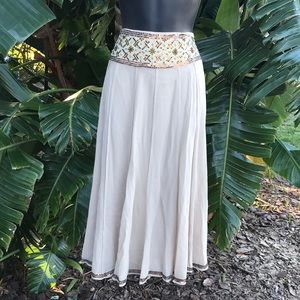 DKNY Sequins and beaded silk pleated skirt
